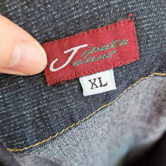 Vintage Y2K Jipata Jeans Denim Maxi Skirt Beaded Boho Sun Side Zipper Blue XL - Picture 5 of 9